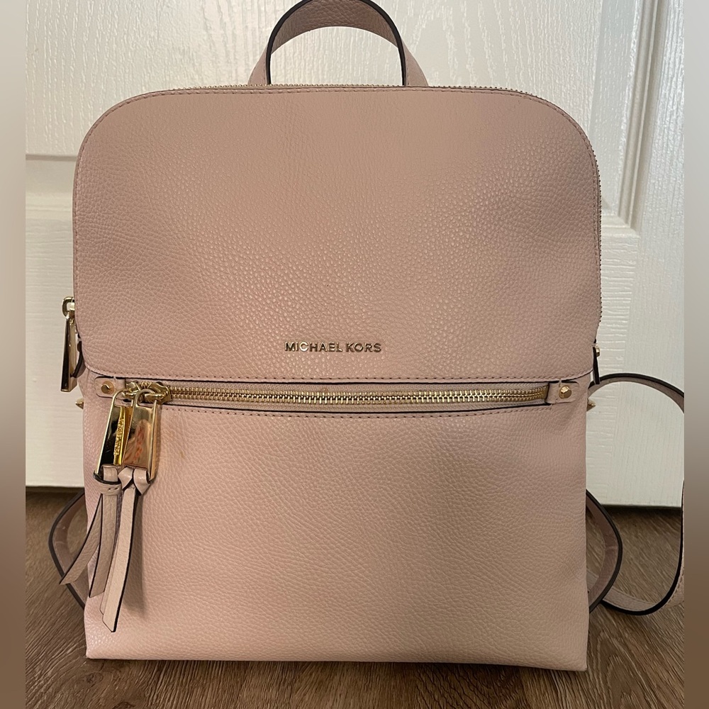 Michael Kors - Rhea Medium Pebbled Slim Backpack - Soft Pink